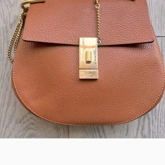 Authentic Drew Chloe Tan Leather Shoulder Bag - Picture 6 of 8